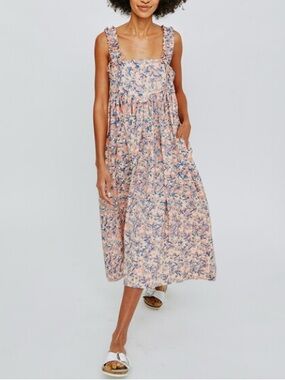 MIRTH Newport midi dress in geranium size L coral